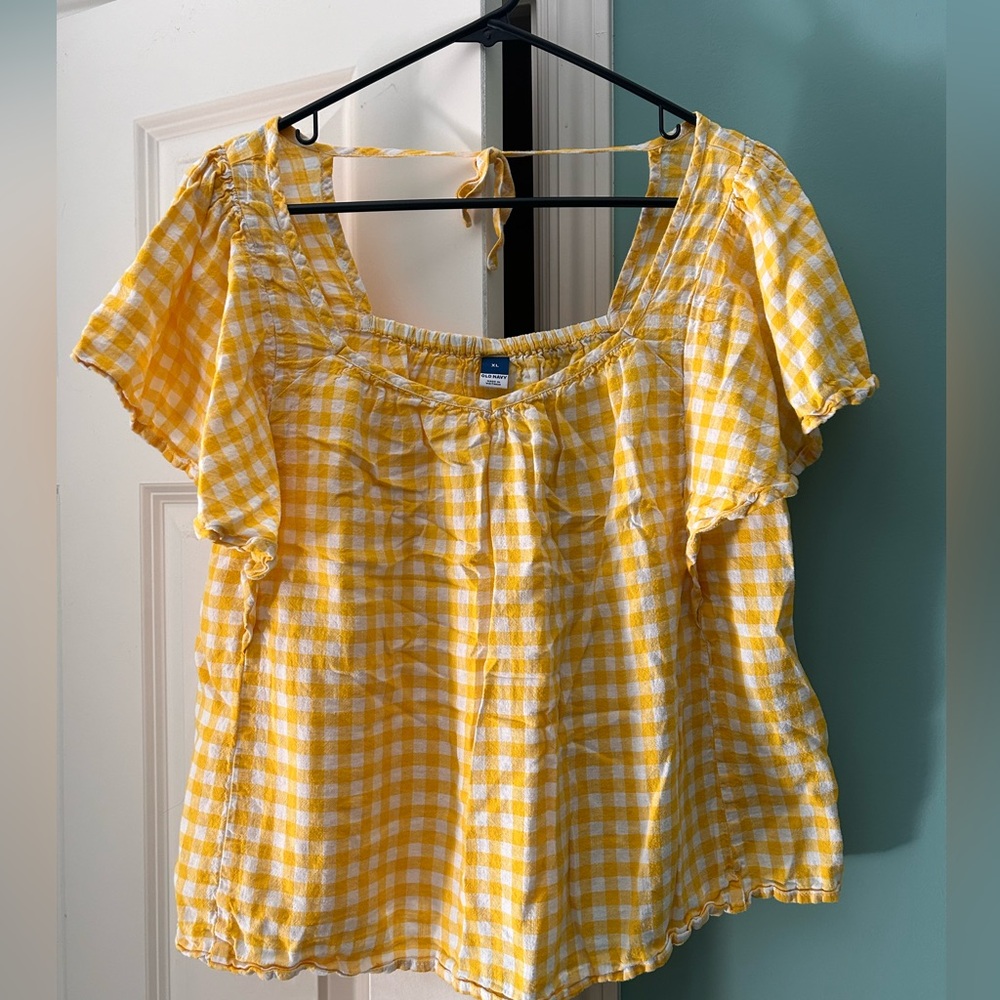 Gingham short sleeve top